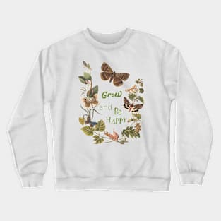 Woodland Plants Botanical Illustration Collage with Text Crewneck Sweatshirt